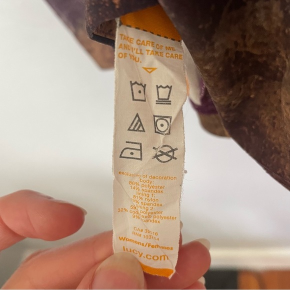 Lucy Purple and Black Space Rock Print Flowy Athletic Brami Top sz Medium - Picture 3 of 5